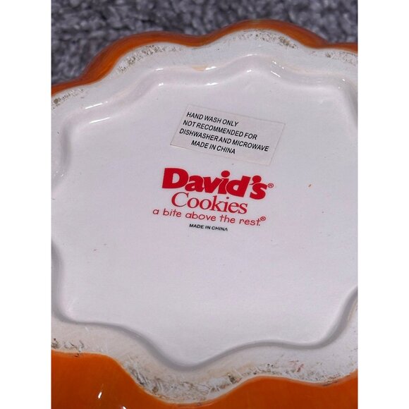 Davids Cookies Pumpkin Cookie Jar With Lid Orange & Green 8.5" Tall 8.5" Wide Ha - Picture 3 of 6